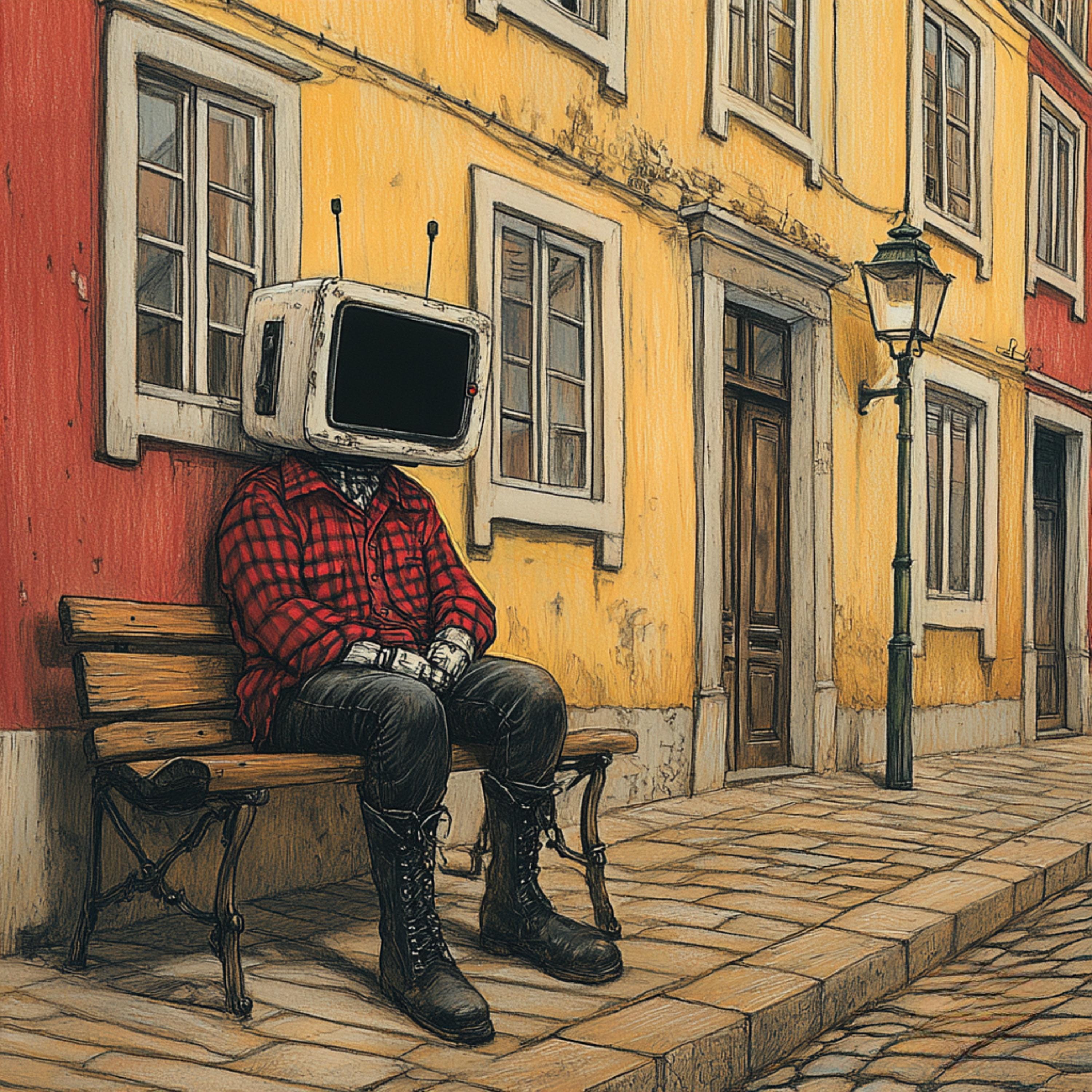 12 Digital Images of Robot TV Head Art, Large Square Artwork Poster for Wall Decor, Quirky and Unique Robotics Art Print for Home