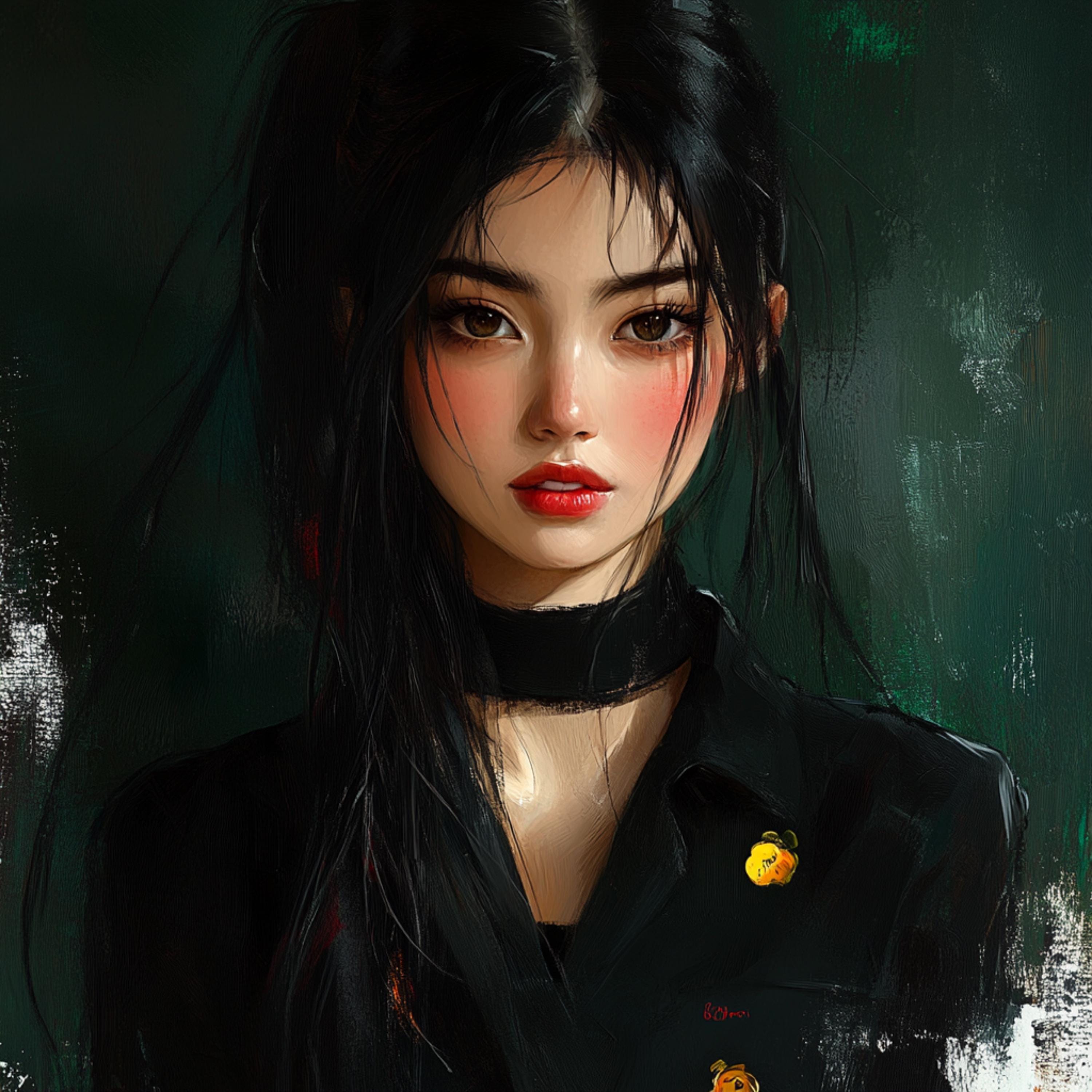12 Japanese female portrait artwork, digital images, large square poster, girl digital portrait, Japanese girl art print, digital wall art