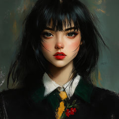 12 Japanese female portrait artwork, digital images, large square poster, girl digital portrait, Japanese girl art print, digital wall art