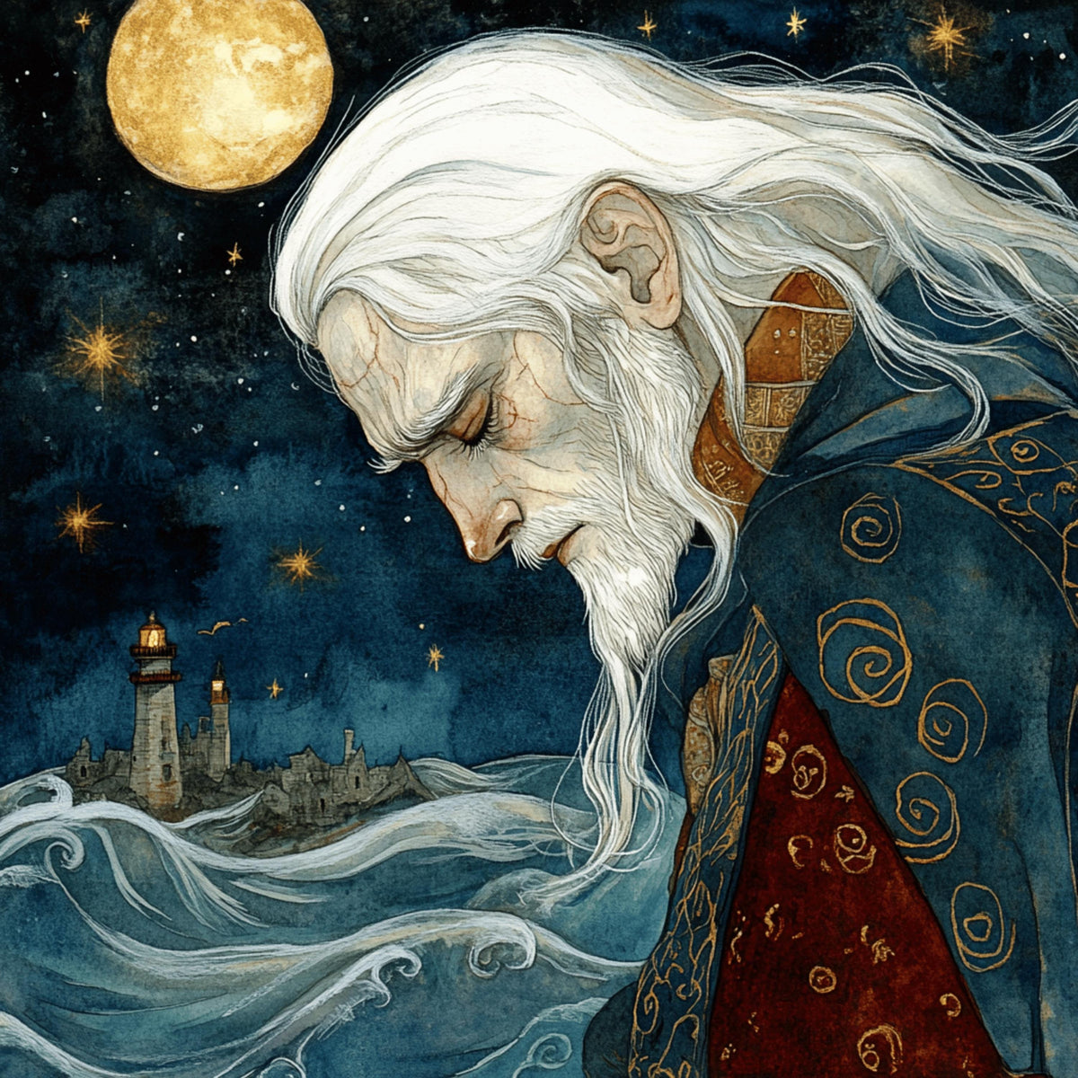 12 Fantasy Art Illustration, Large Square Wall Art, Mariner Theme Decor, Premium Digital Images, Nautical Wall Print Set, Home Art Decor