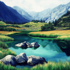 10 Mountain lake landscape digital image poster, Tarn scenery artwork, large square print, set of 10 images, nature photography