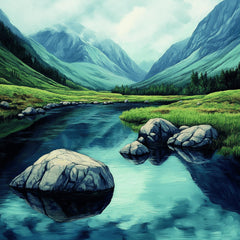 10 Mountain lake landscape digital image poster, Tarn scenery artwork, large square print, set of 10 images, nature photography