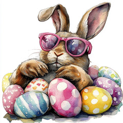 12 Cute Easter Bunny Wall Art, Rabbit with Easter Eggs Print, Spring Equinox Digital Download, 12 Digital Images, Ostara Decoration