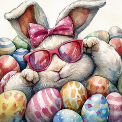 12 Cute Easter Bunny Wall Art, Rabbit with Easter Eggs Print, Spring Equinox Digital Download, 12 Digital Images, Ostara Decoration