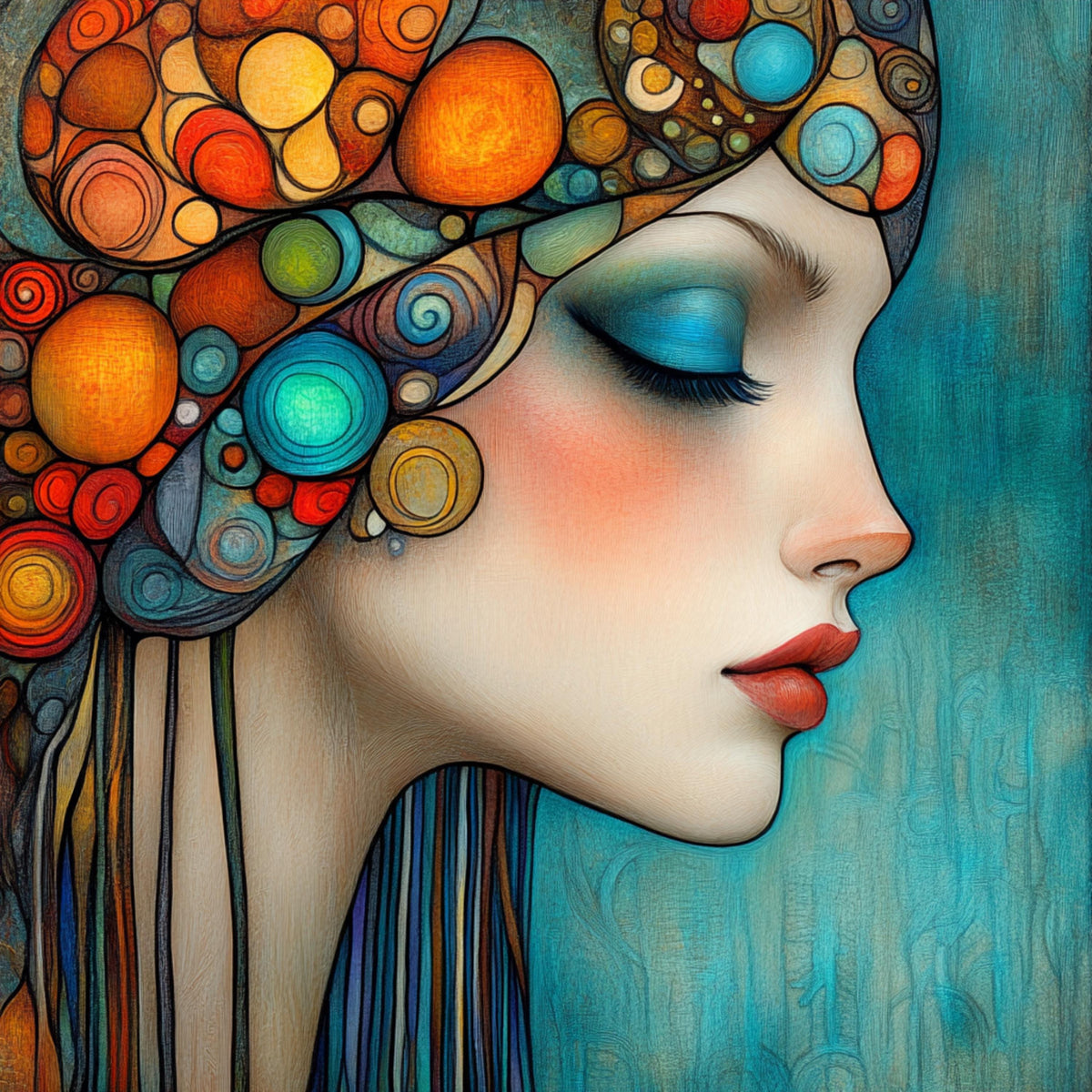 20 Blue Boho Female Portrait Digital Download, 20 Large Square Wall Art Prints, Vibrant Bohemian Woman Art Decor, Instant Download