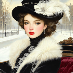 16 Victorian Lady Carriage Digital Art, Large Square Artwork, 16 Digital Images Decor, Elegant Victorian Wall Art Print, Female Portrait.
