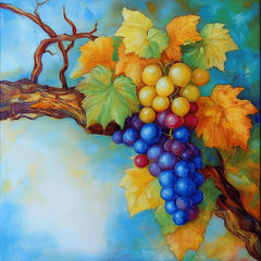 35 Vibrant Grapevine Digital Images Set, Kitchen Dining Room Art, Large Square Artwork Poster, Colorful Grape Vine Print
