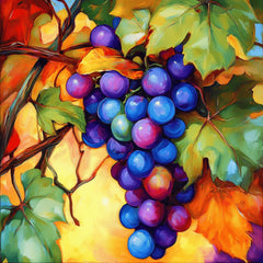 35 Vibrant Grapevine Digital Images Set, Kitchen Dining Room Art, Large Square Artwork Poster, Colorful Grape Vine Print
