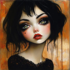 15 Goth Girl Female Portrait, Digital Art Print, Large Square Artwork, Digital Download, Dark Aesthetic Wall Decor, Modern Gothic Art