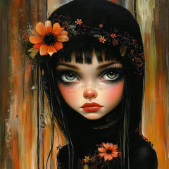 15 Goth Girl Female Portrait, Digital Art Print, Large Square Artwork, Digital Download, Dark Aesthetic Wall Decor, Modern Gothic Art