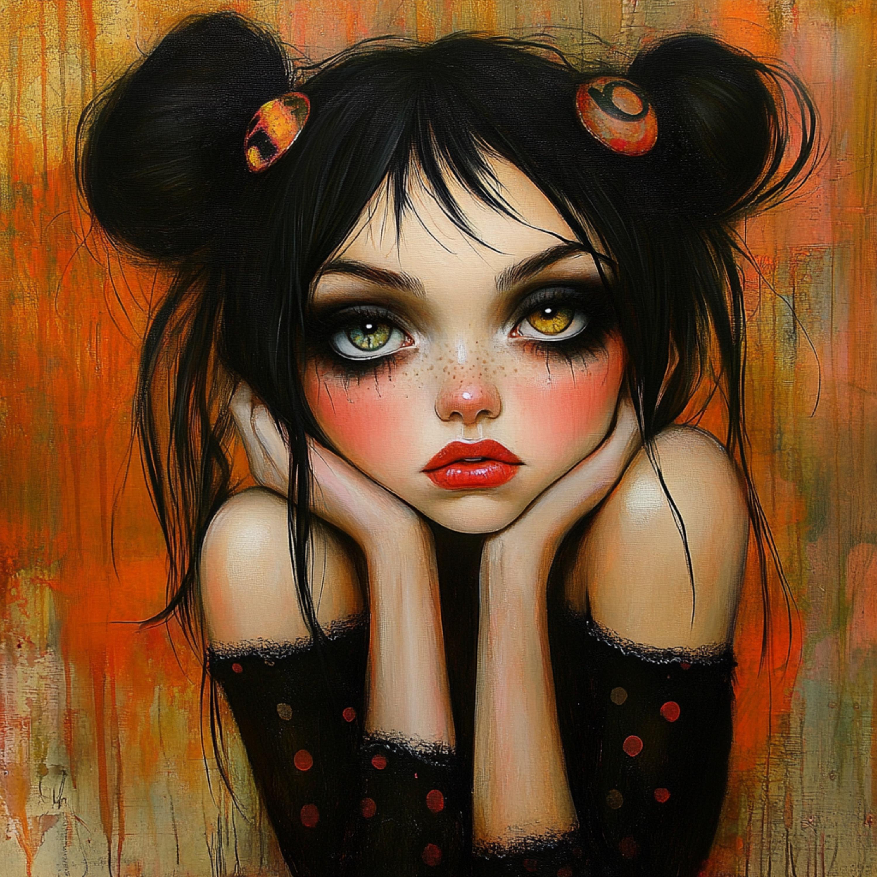 15 Goth Girl Female Portrait, Digital Art Print, Large Square Artwork, Digital Download, Dark Aesthetic Wall Decor, Modern Gothic Art