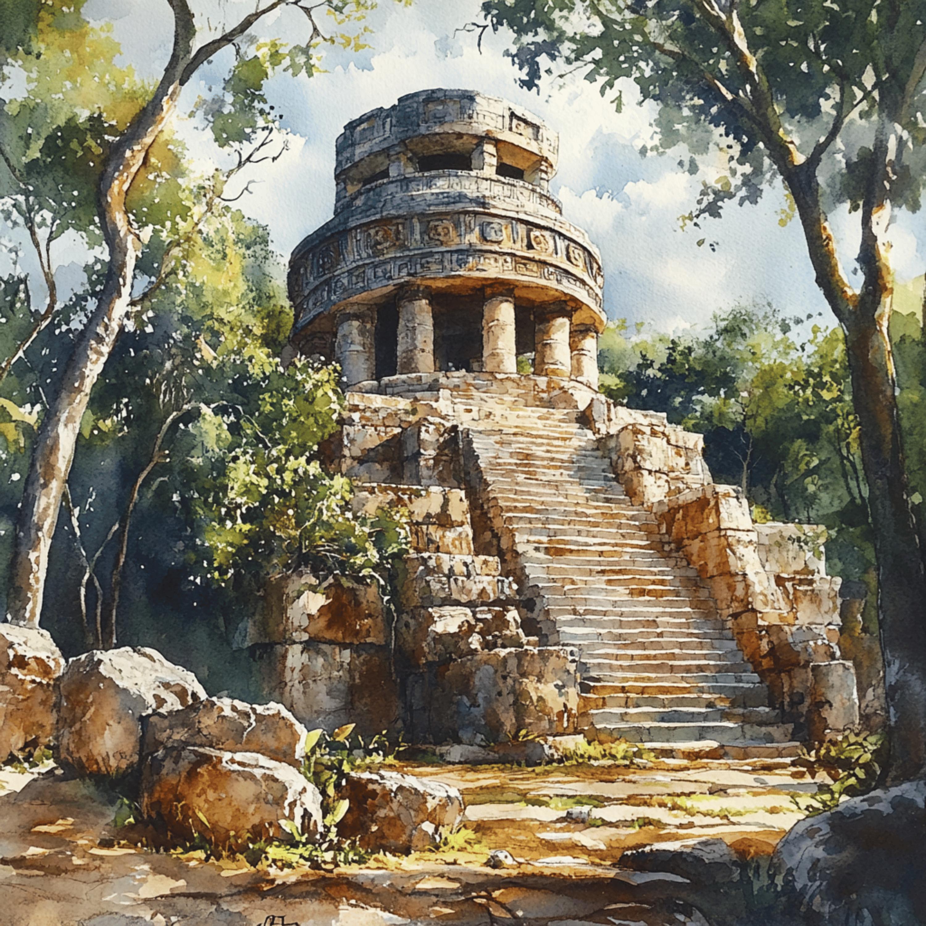 60 Digital Mayan Chichen Itza Images, Large Square Artwork, Instant Download, Mayan Temple Art, Vibrant Cultural Designs, High-Resolution.