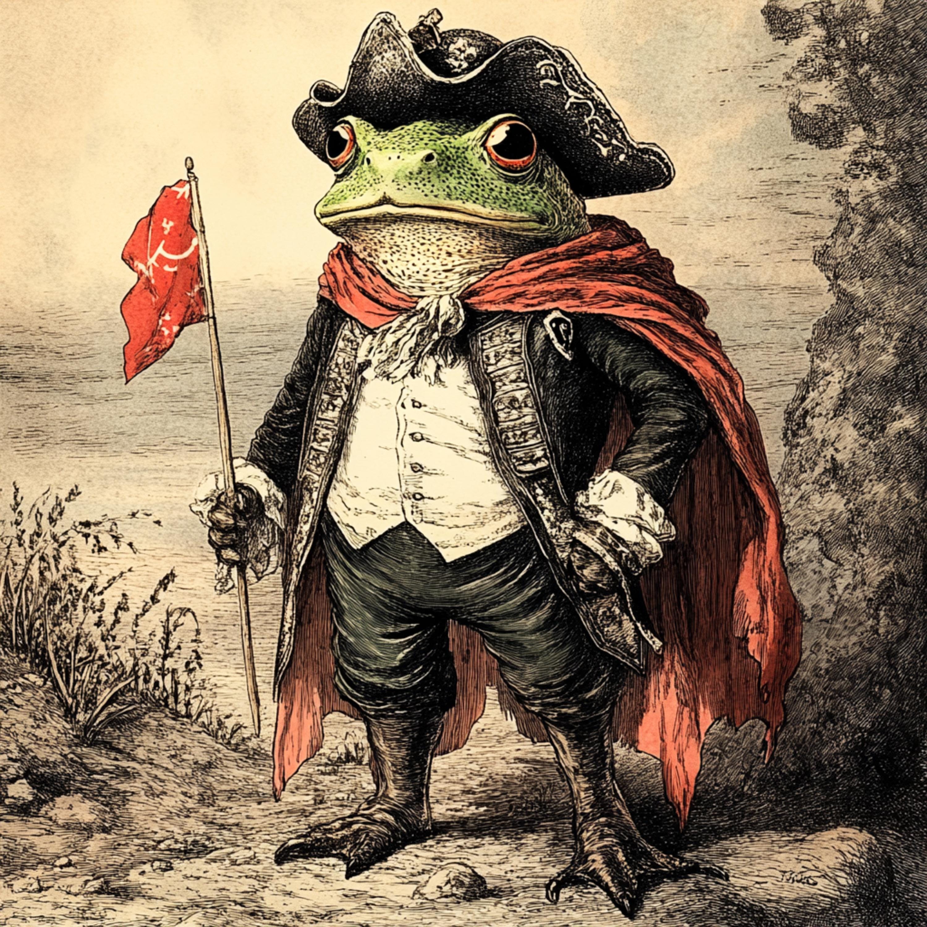 11 Pirate Frog Illustration, Digital Download, Poster Art, Large Square Artwork, Whimsical Pirate Decor, Printable Wall Art, Frog Art Print