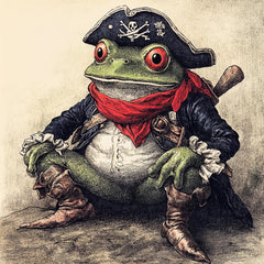 11 Pirate Frog Illustration, Digital Download, Poster Art, Large Square Artwork, Whimsical Pirate Decor, Printable Wall Art, Frog Art Print