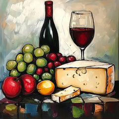 21 Still Life Digital Art, Wine Fruit Cheese Poster, Large Square Artwork, 21 Images Set, Rustic Kitchen Decor, Elegant Artwork
