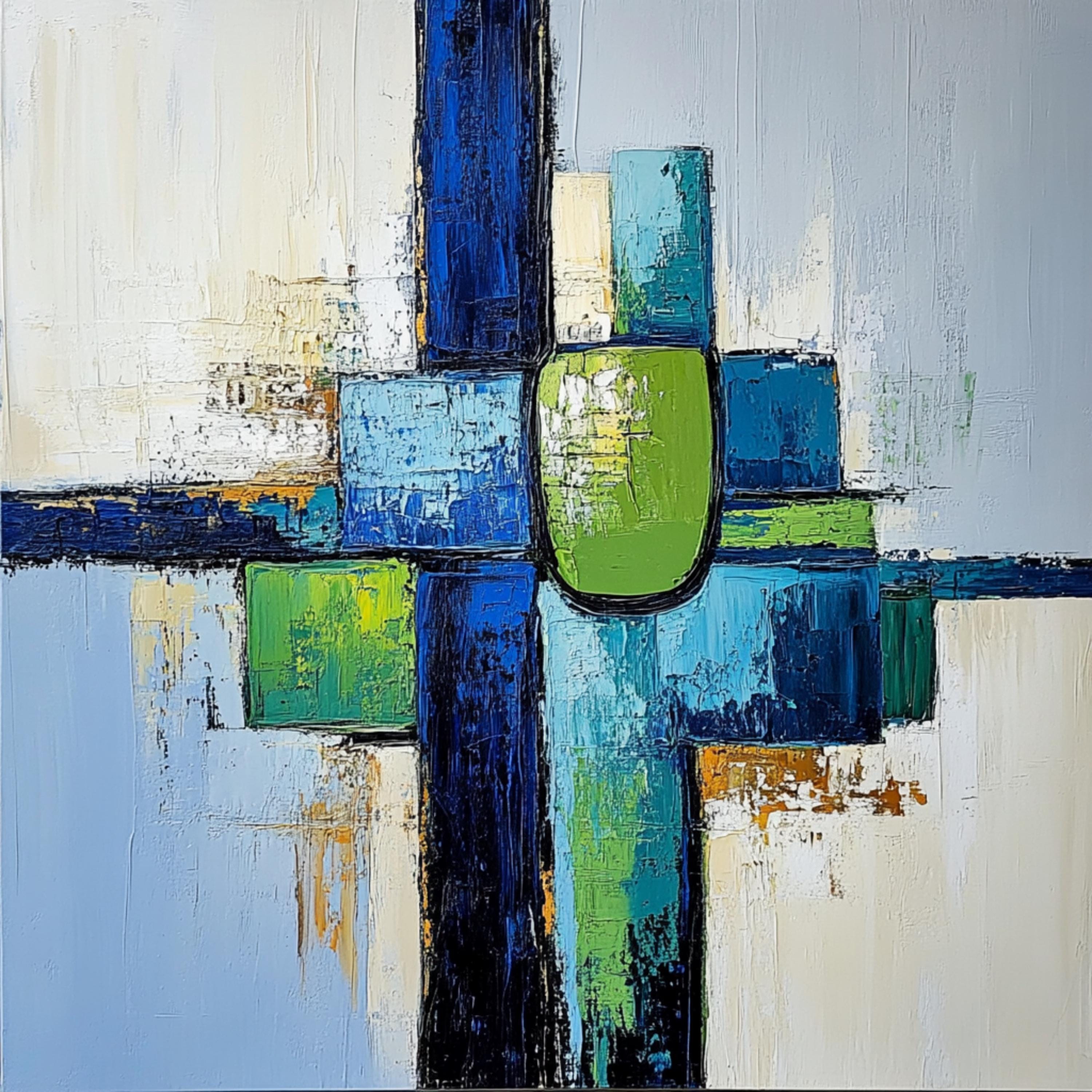 24 digital images, blue green gold abstract, large square artwork poster, living room decor, overthebed art, modern wall art