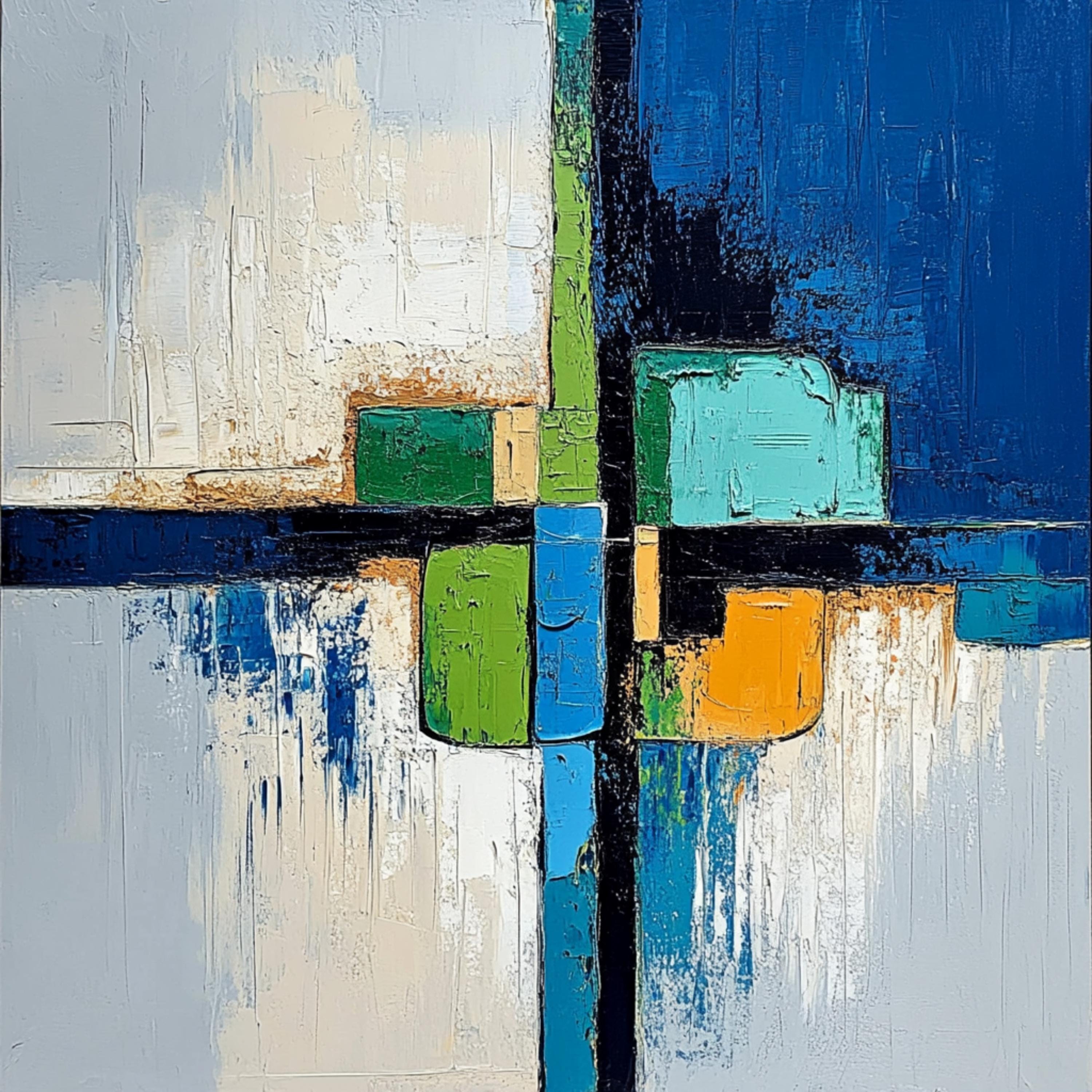 24 digital images, blue green gold abstract, large square artwork poster, living room decor, overthebed art, modern wall art