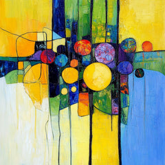 12 Modern Abstract Art Poster, Contemporary Wall Decor, Large Square Artwork, 12 Digital Images Set, Yellow Circles Design, Home Decor