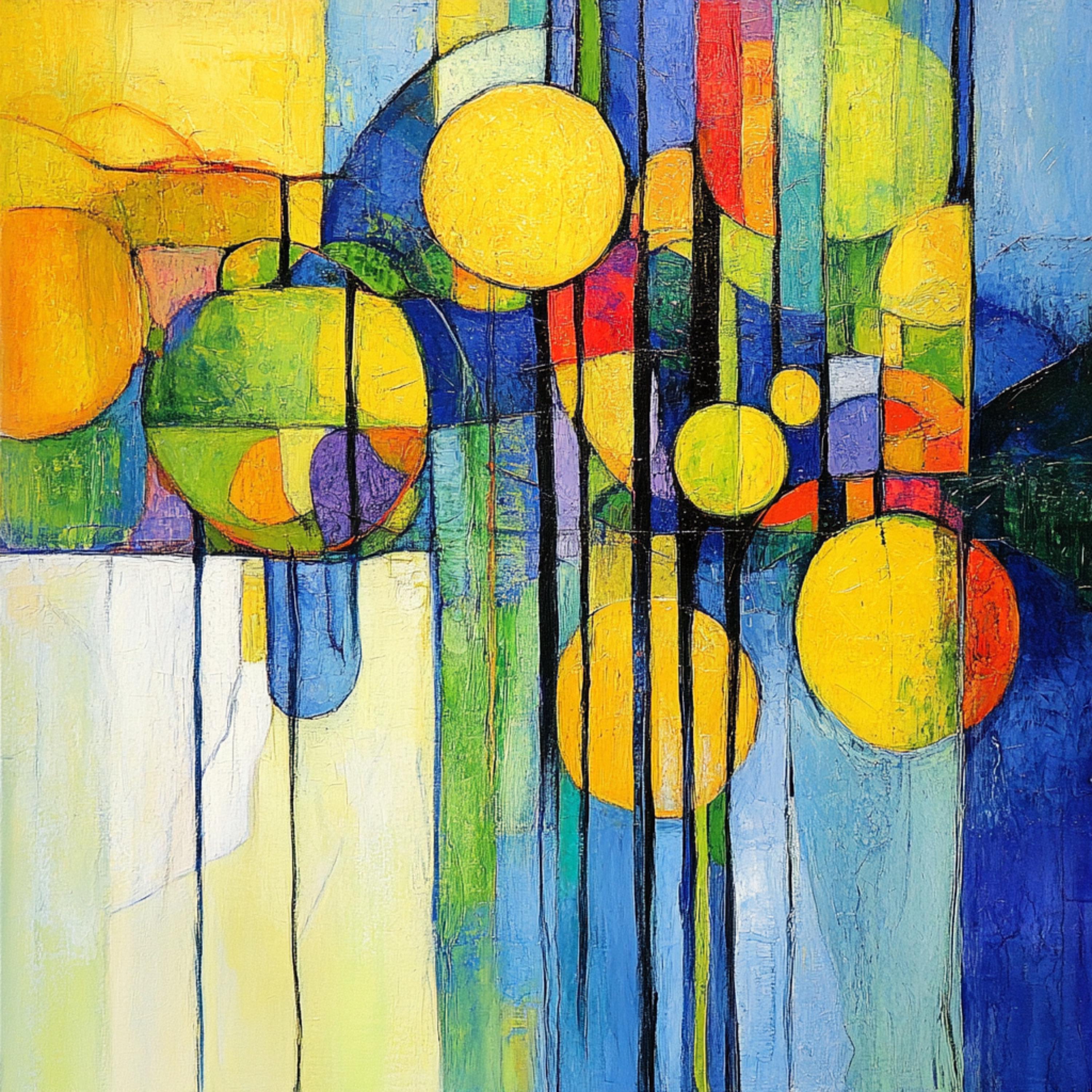 12 Modern Abstract Art Poster, Contemporary Wall Decor, Large Square Artwork, 12 Digital Images Set, Yellow Circles Design, Home Decor