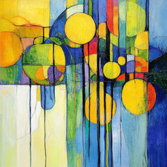 12 Modern Abstract Art Poster, Contemporary Wall Decor, Large Square Artwork, 12 Digital Images Set, Yellow Circles Design, Home Decor
