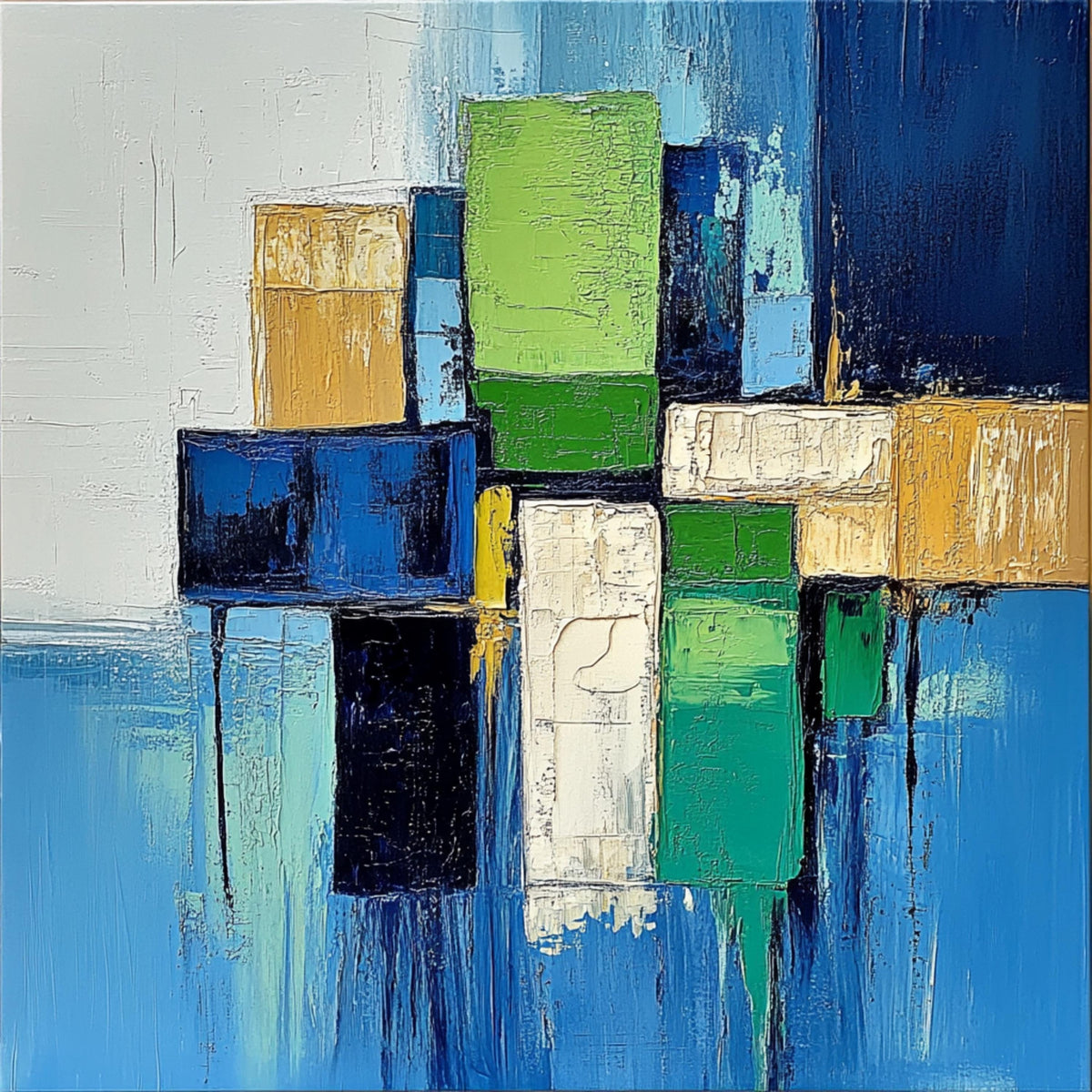 30 digital images, mixed blue abstract artwork, large square artwork poster, living room decor, overthebed art print, dining room, kitchen