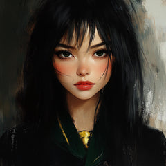 12 Japanese female portrait artwork, digital images, large square poster, girl digital portrait, Japanese girl art print, digital wall art