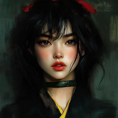 12 Japanese female portrait artwork, digital images, large square poster, girl digital portrait, Japanese girl art print, digital wall art