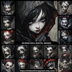 19 digital images, living doll, dead dolly, large square artwork, horror poster, halloween decor, spooky wall art, creepy prints