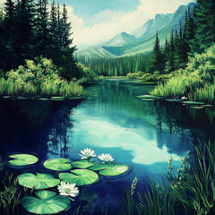 10 Mountain lake landscape digital image poster, Tarn scenery artwork, large square print, set of 10 images, nature photography