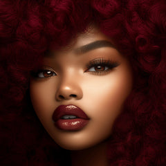 11 Fashionable female portrait art, Digital artwork of black woman, Large square wall decor, Red hair beauty, Stylish home decor