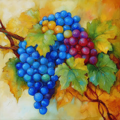 35 Vibrant Grapevine Digital Images Set, Kitchen Dining Room Art, Large Square Artwork Poster, Colorful Grape Vine Print