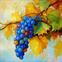 35 Vibrant Grapevine Digital Images Set, Kitchen Dining Room Art, Large Square Artwork Poster, Colorful Grape Vine Print