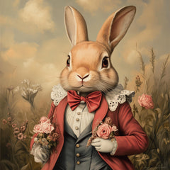 30 Lovely Rabbit Bunny Art Print, Easter Ostara Decor, Spring Equinox Large Square Poster, 30 Digital Images Collection