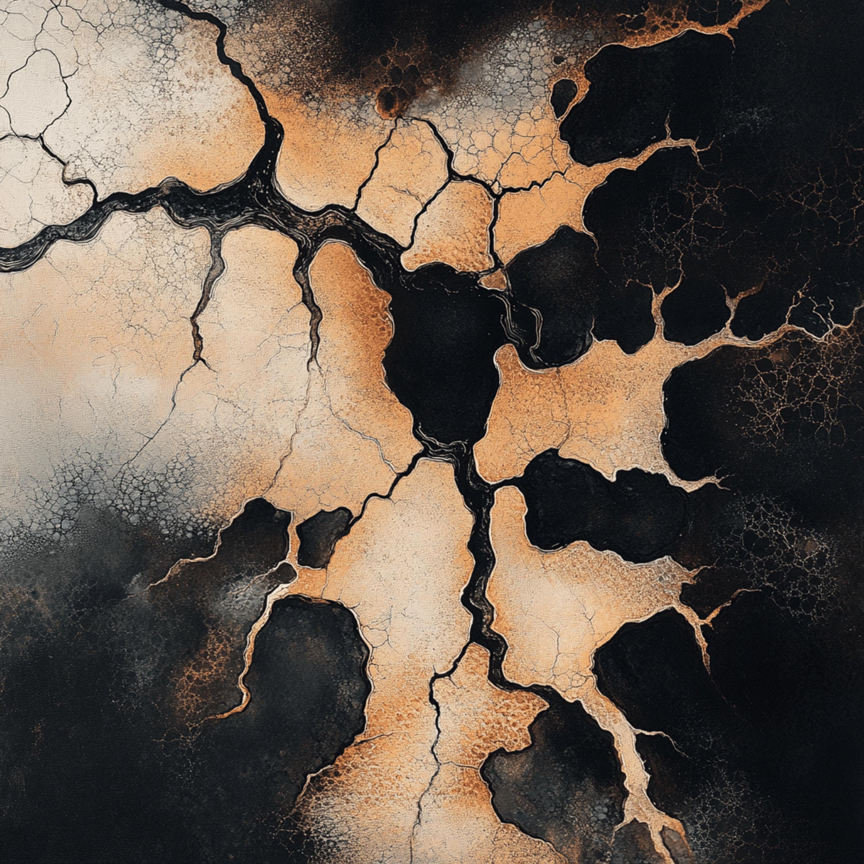 12 Dramatic Abstract Art Black Gold Cellular, 12 Digital Images, Large Square Artwork Poster, Wall Decor, Modern Home Interior