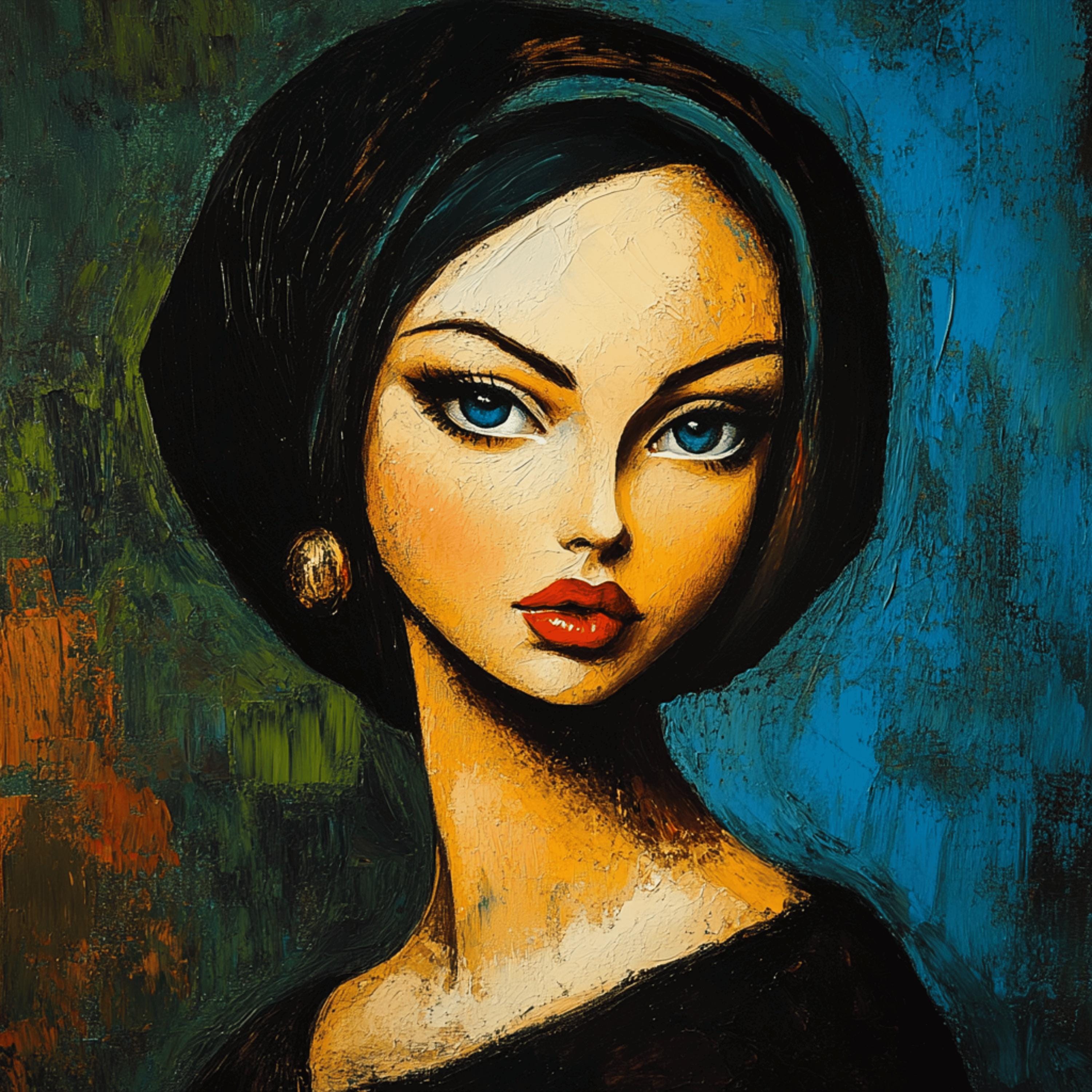 30 Vintage Glamour Portrait Collection, Expressive Oil Painting Style, Bold Dramatic Aesthetic Art, Digital Images, Large Square Artwork