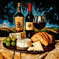 22 Still Life Digital Images, Cheese Wine Fruit Artwork, Oil Painting, Large Square Wall Art Poster, Kitchen Dining Room Wall Decor
