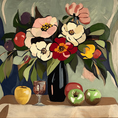 12 Flowers in a Vase Art Print, Large Square Poster, Digital Download, Bold Floral Painting, Modern Home Decor, Botanical Wall Art