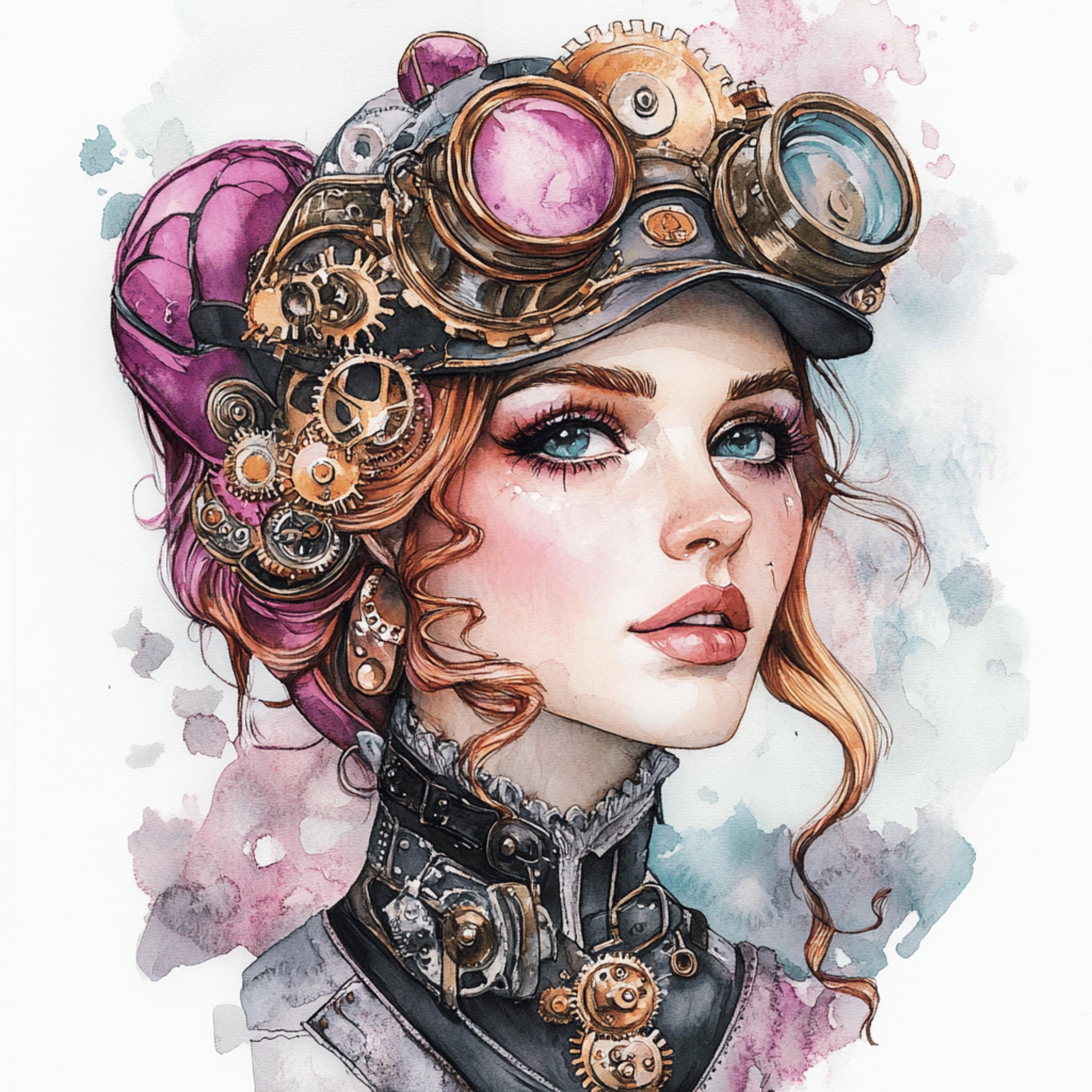 80 Steampunk Digital Images Set, Steampunk Art Prints, Retro-Futurism Neo-Victorian Sci-Fi, Clockwork Fantasy Art Bundle