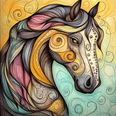 30 Digital Images Zentangle Inspired Animals Bull Horse Highland Cow Large Square Artwork Poster