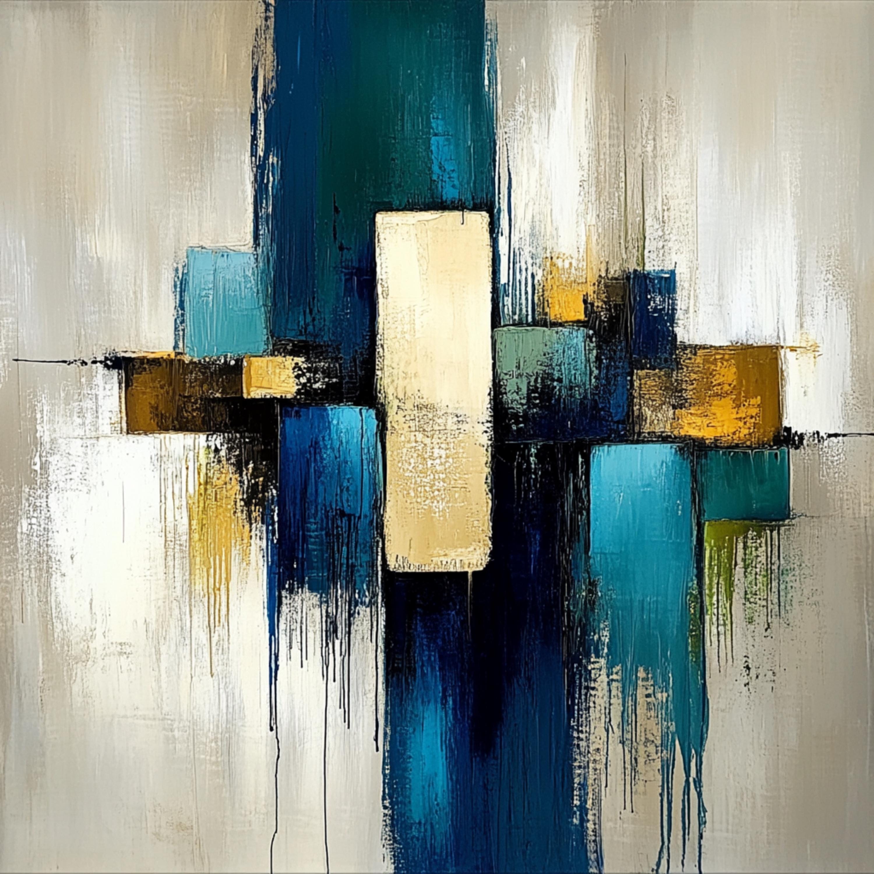 24 digital images, blue green gold abstract, large square artwork poster, living room decor, overthebed art, modern wall art
