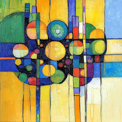 12 Modern Abstract Art Poster, Contemporary Wall Decor, Large Square Artwork, 12 Digital Images Set, Yellow Circles Design, Home Decor
