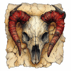 12Mudhorn Signet Skull Art Poster, Large Square Skull Artwork, Animal Skull Digital Prints, Red and Yellow Art, Digital Images