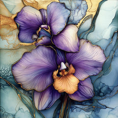Tulip Orchid Hibiscus Stained Glass Artwork, Digital Images Set of 25, Purple Flower Art for Living Room, Dining Room, Bedroom Décor