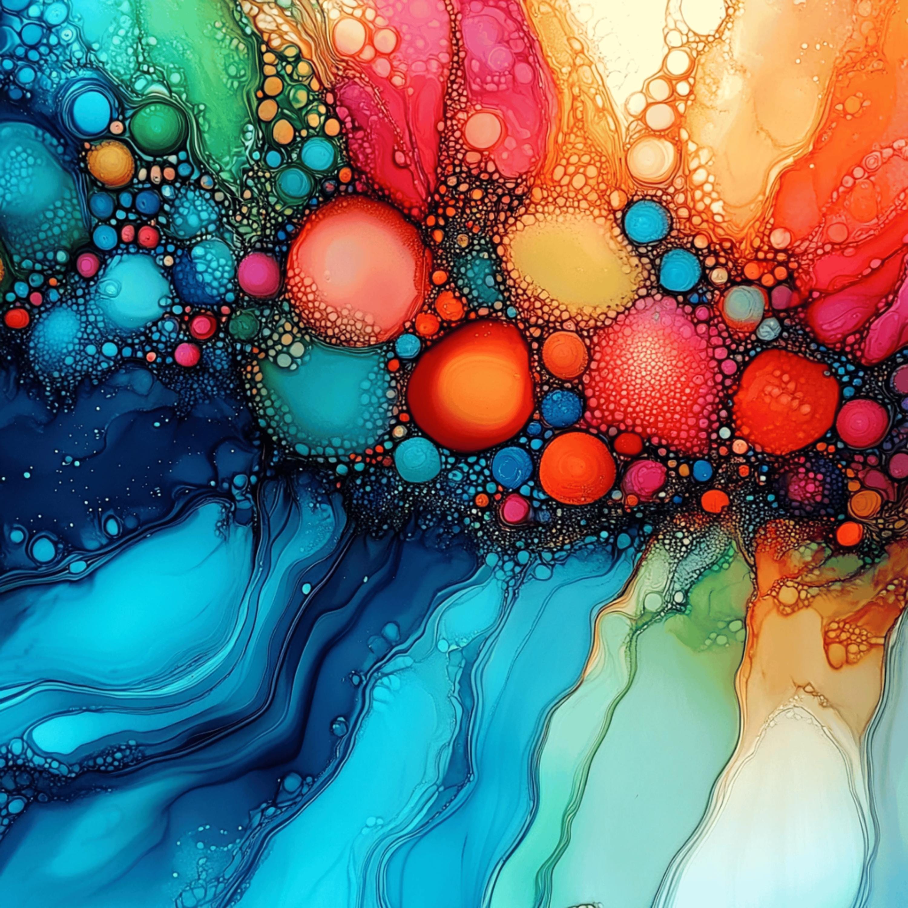 Stained glass effect abstract bubble artwork, 12 digital images, large square artwork, living room wall art, unique overthebed art set.