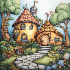 20 whimsical houses whimsey castles digital download large square artwork poster kids room nursery playroom wall decor art