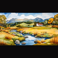 16 Lake District National Park UK Watercolor Contemporary Panoramic Paintings Poster, 16 Digital Images Set, Nature Landscape Wall Art