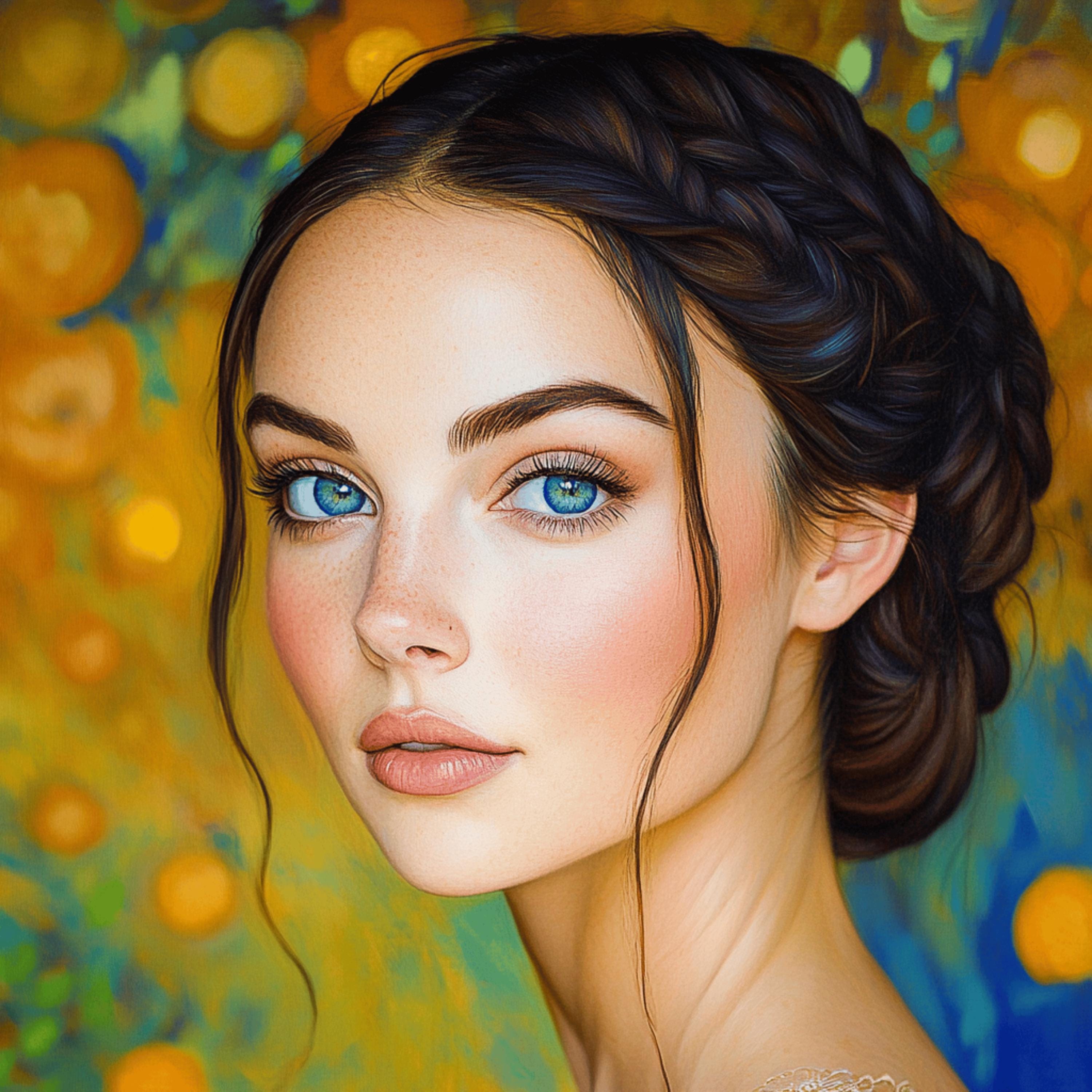 16 Stunning Female Portrait Digital Art Prints, Over-The-Bed Large Square Artwork Poster, Sixteen Digital Images, Home Wall Decor