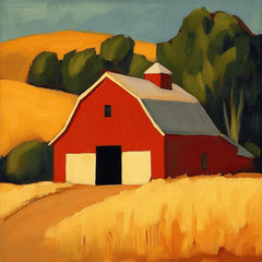 10 Large Red Barn Farm Scene Artwork Poster, 10 Digital Images, Square Wall Art, Rustic Barn Landscape Print, Countryside Home Decor