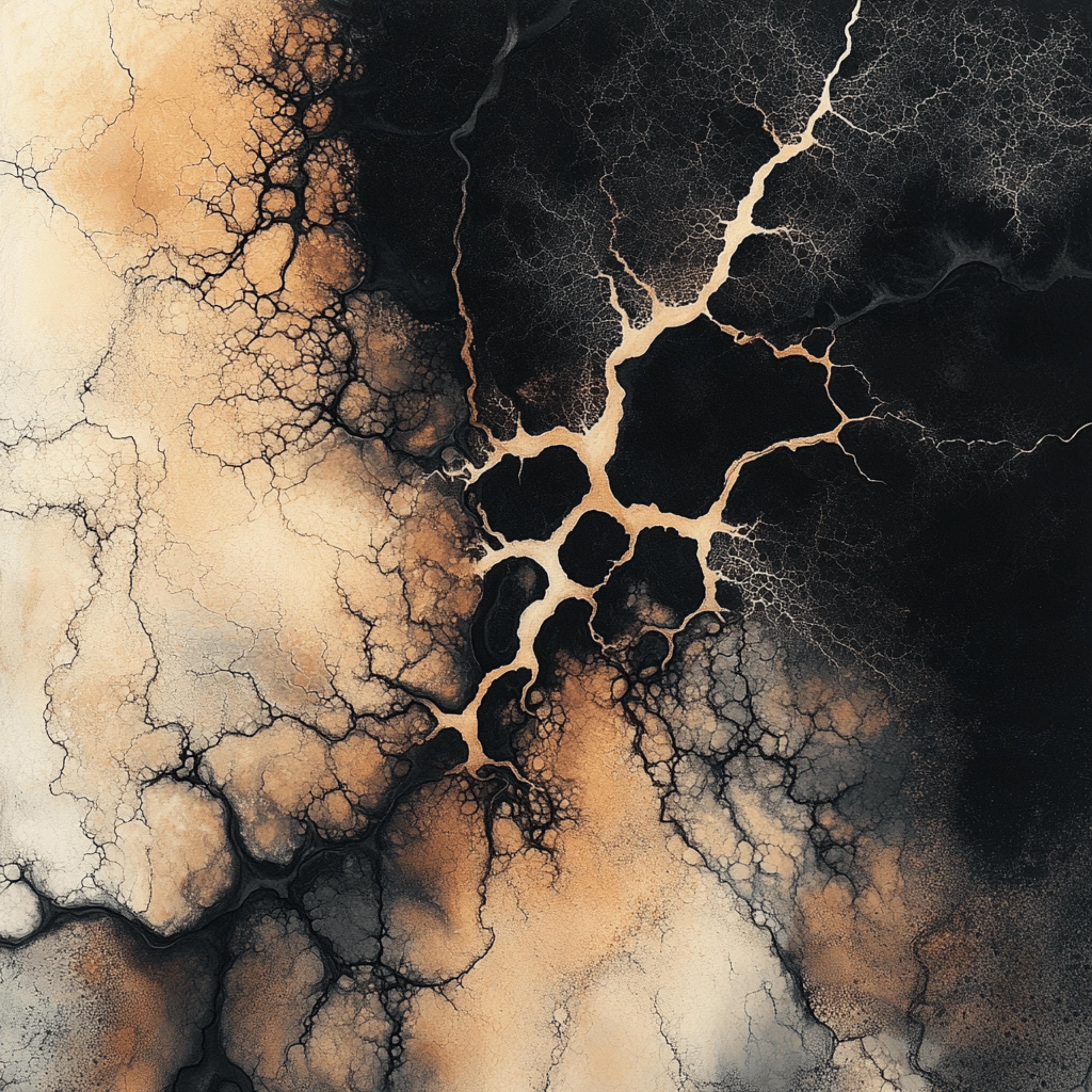 12 Dramatic Abstract Art Black Gold Cellular, 12 Digital Images, Large Square Artwork Poster, Wall Decor, Modern Home Interior