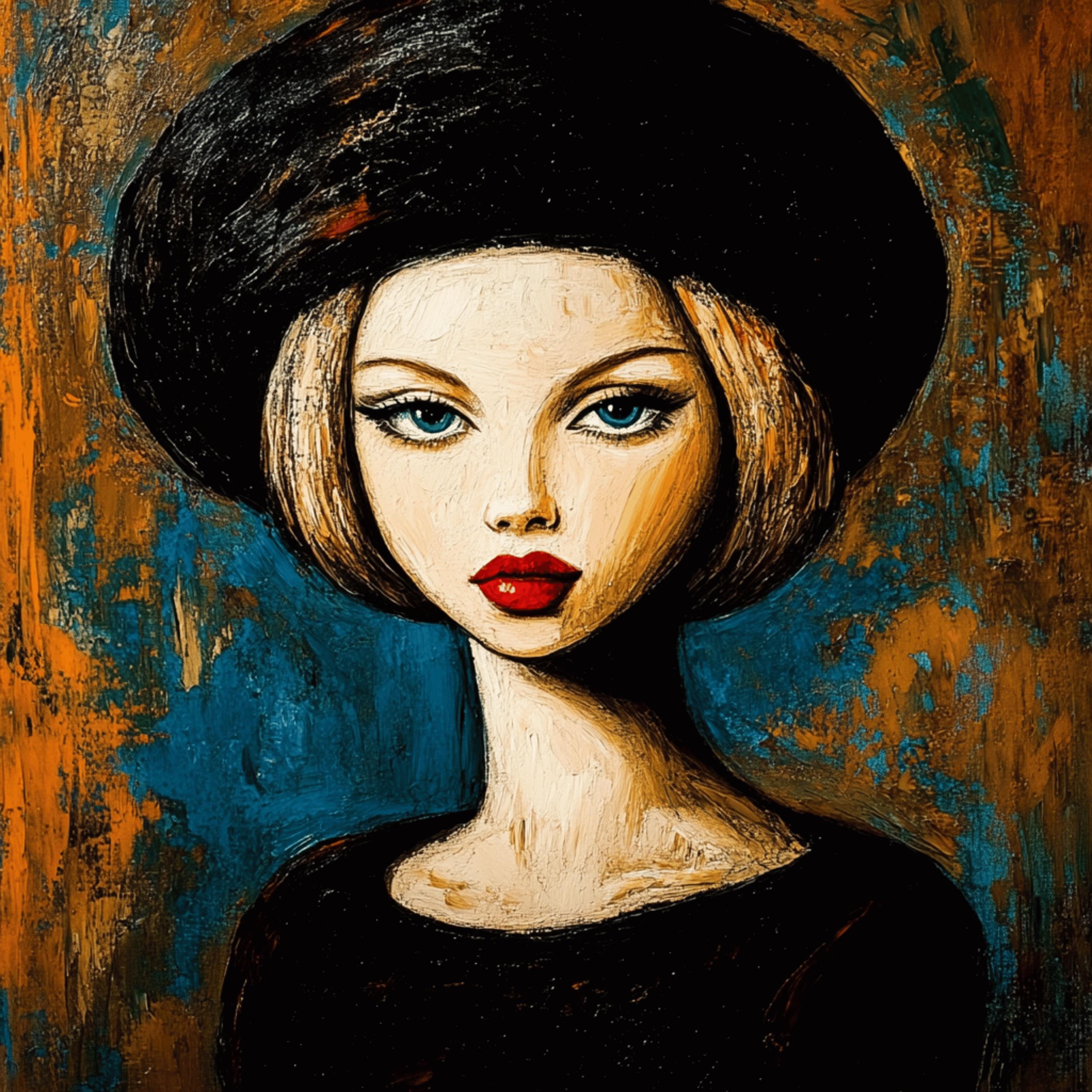 30 Vintage Glamour Portrait Collection, Expressive Oil Painting Style, Bold Dramatic Aesthetic Art, Digital Images, Large Square Artwork